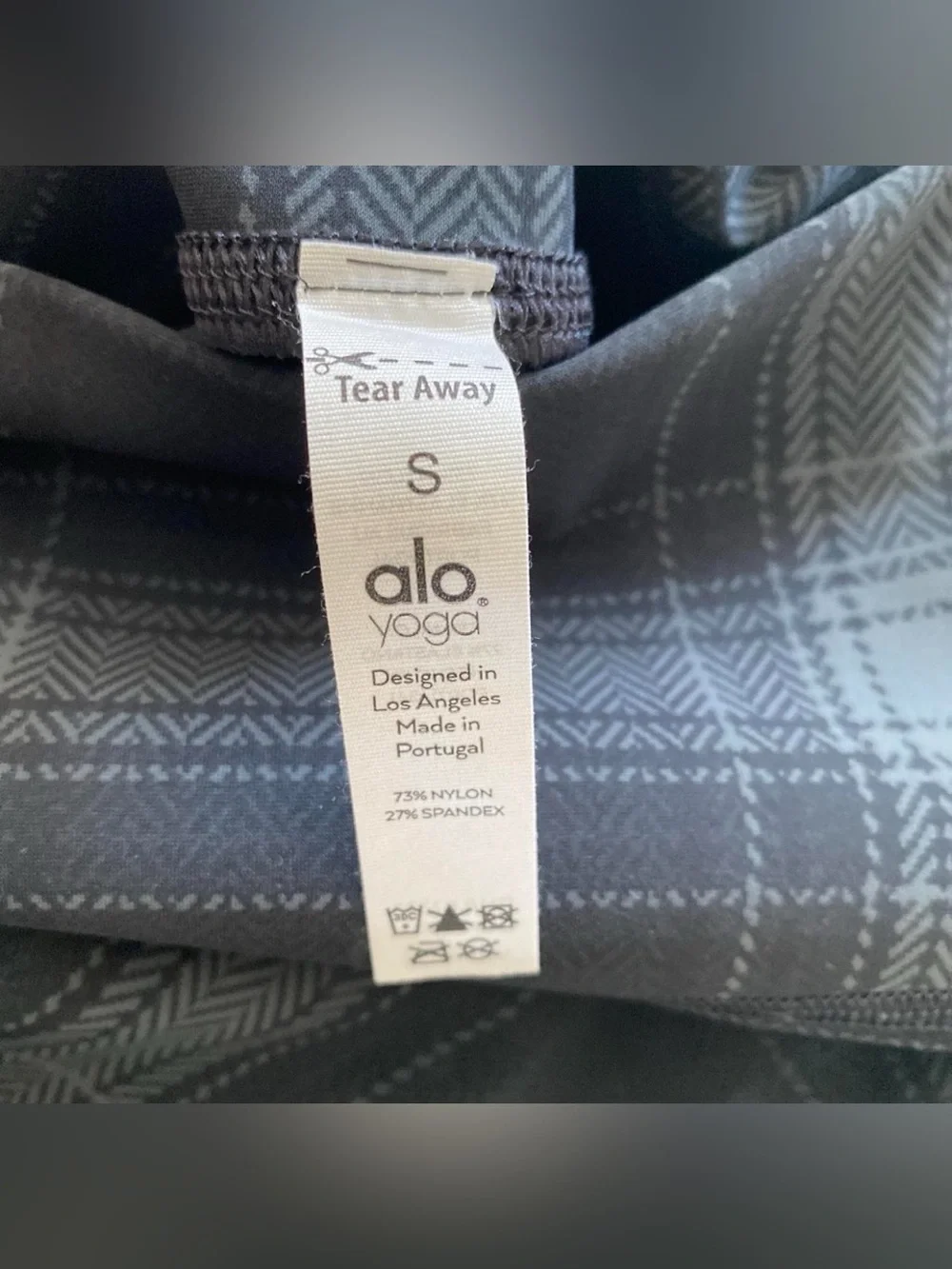 Alo Yoga High-Waisted Vapor Legacy Plaid Leggings Anthracite SMALL NWOT